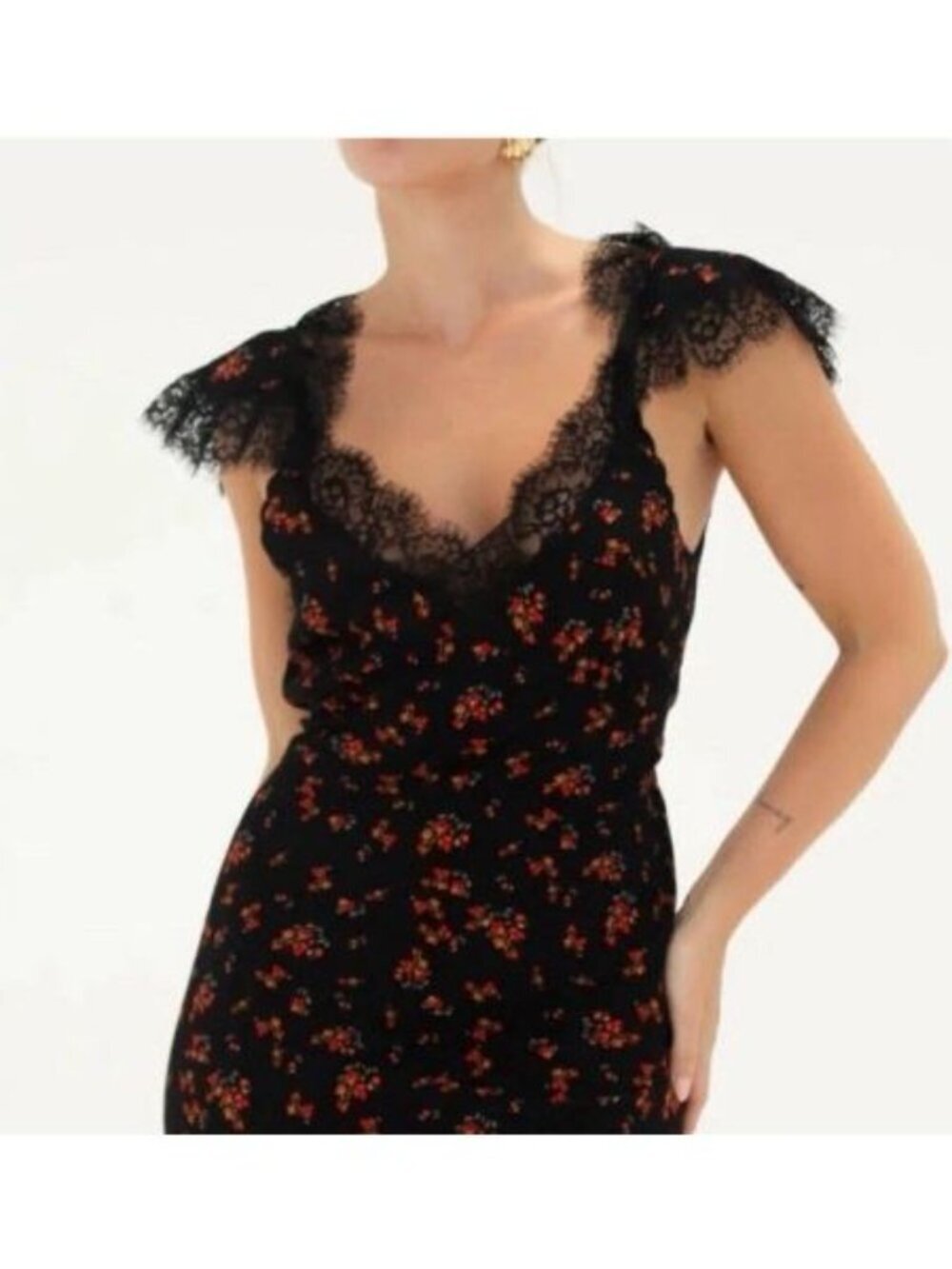 Rumored Lace Floral Maxi Dress Women's Small, Wedding Cocktail Party, Boho Goth - Picture 6 of 13